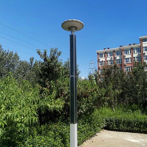 LED solar light post with flexible solar panel on square pole
