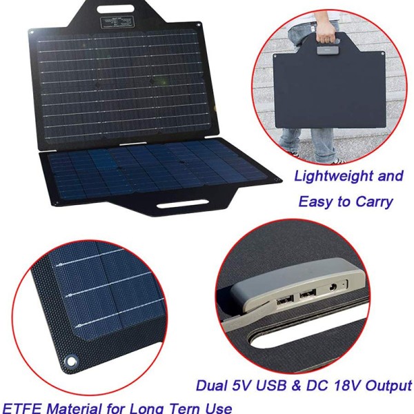 60W Portable Solar Charger With 1mm Fiber Glass Inside