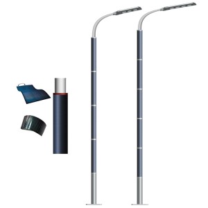120W-150W Vertical Solar light pole with Flexible solar panel on pole