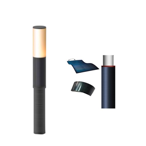 LED Solar bollard light with PIR Motion Sensor Flexible solar panel on pole
