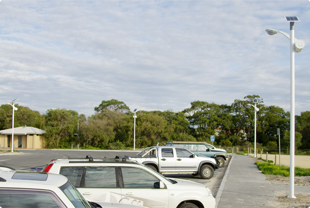 30W LED solar street light with flexible solar panel(Round battery box on pole)-Australia-NEWLIGHT ENERGY