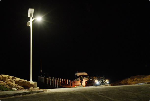 30W LED solar street light with flexible solar panel(Round battery box on pole)-Australia-NEWLIGHT ENERGY