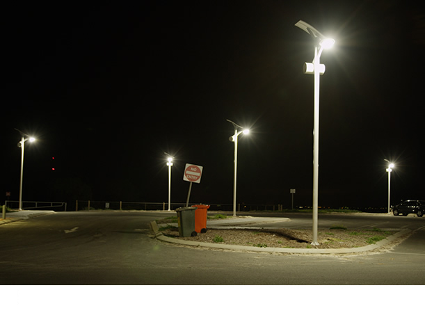 30W LED solar street light with flexible solar panel(Round battery box on pole)-Australia-NEWLIGHT ENERGY