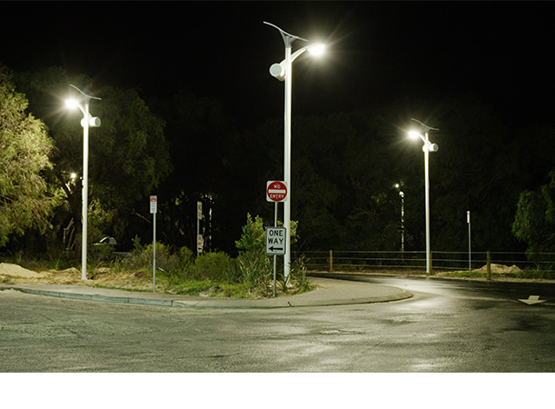 30W LED solar street light with flexible solar panel(Round battery box on pole)-Australia-NEWLIGHT ENERGY