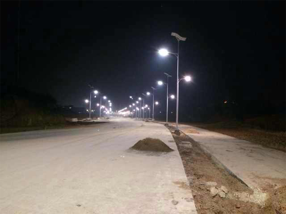 60W+20W Dual lamp LED solar street light with flexible solar panels-high powered-NEWLIGHT ENERGY