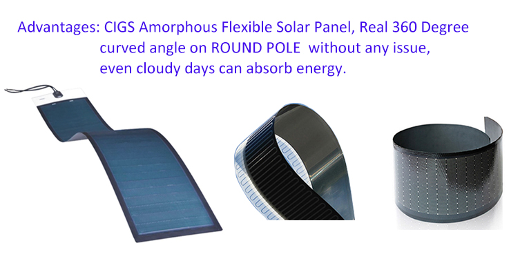 120W-150W Vertical Solar light pole with Flexible solar panel on pole-NEWLIGHT ENERGY