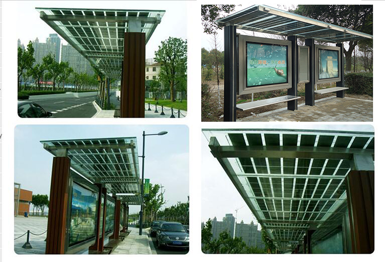 Smart Solar bus station bus stop with glass glass solar panels construction-NEWLIGHT ENERGY