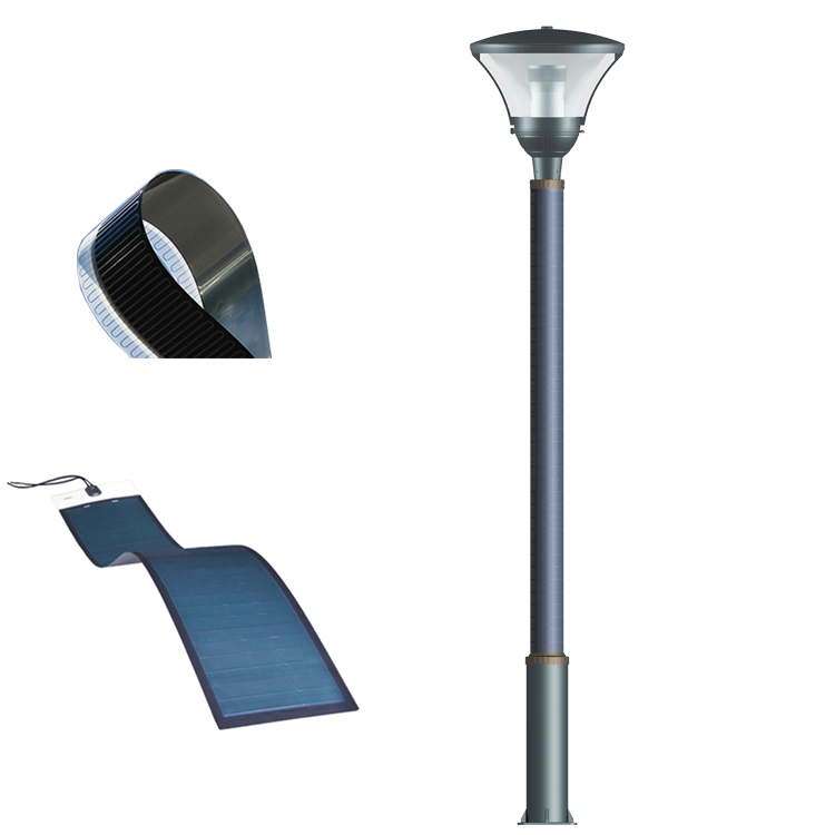 Solar light pole with vertical solar panel on pole for garden design 2FSG053