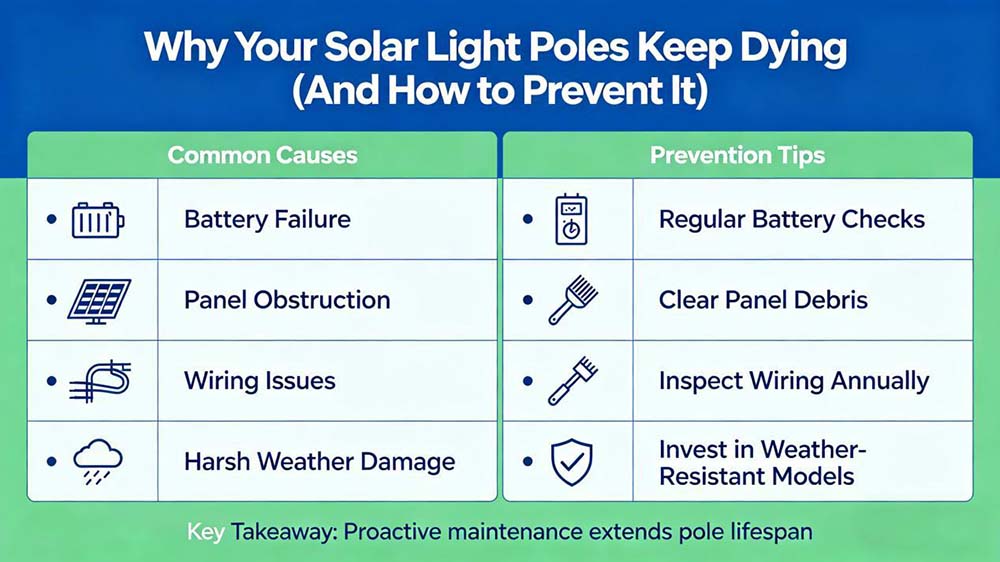 Why Your Solar Light Poles Keep Dying (And How to Prevent It)-NEWLIGHT ENERGY Why Your Solar Light Poles Keep Dying (And How to Prevent It)-NEWLIGHT ENERGY